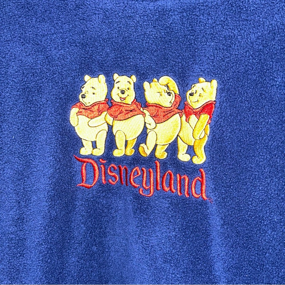 VTG Walt Disney World Blue Winnie the Pooh Fleece Sweater Disneyland - Picture 3 of 5